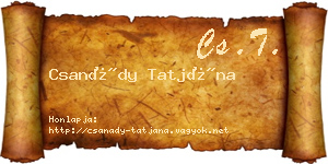Csanády Tatjána névjegykártya
